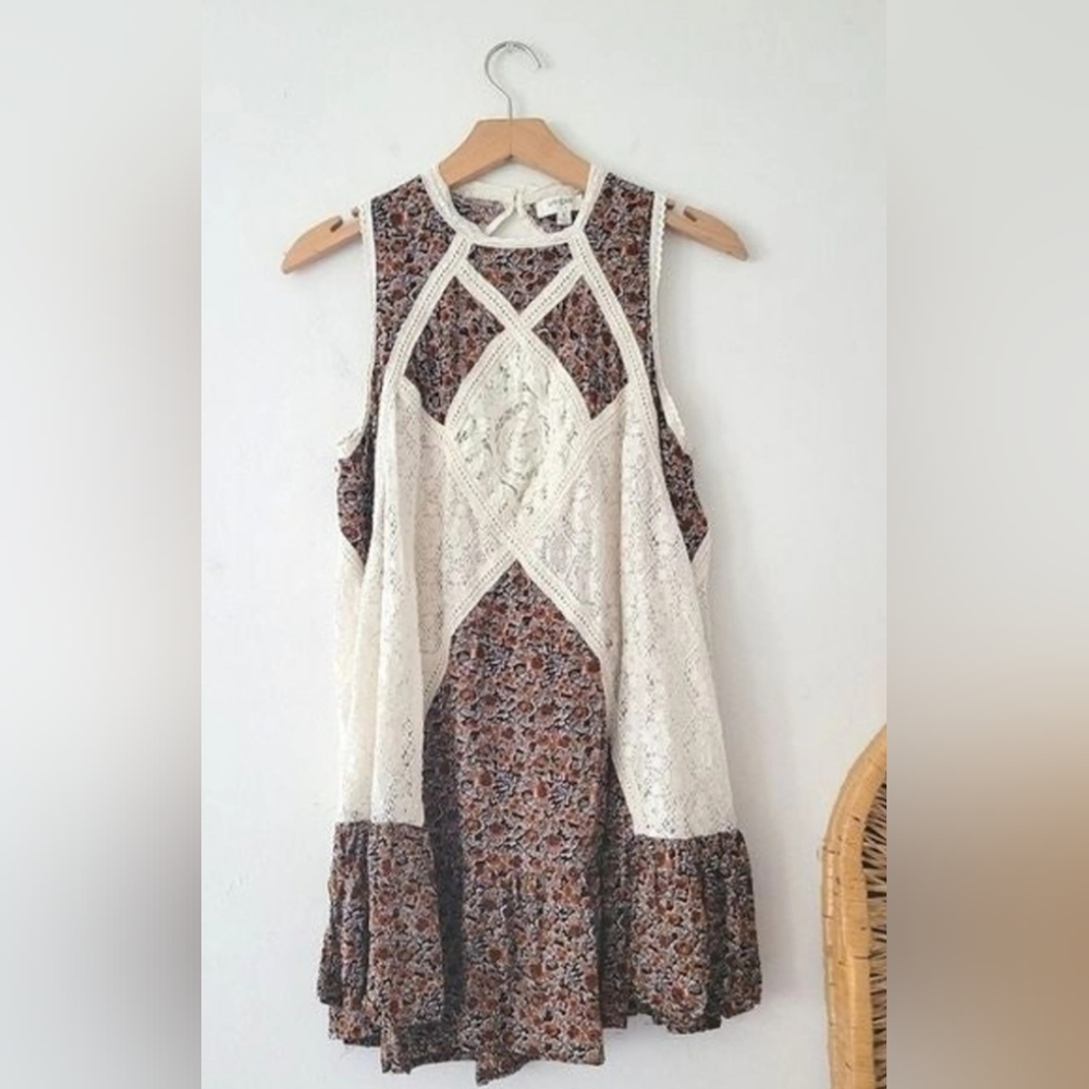 Altar'd state boho crochet detail Keyhole dress mini dress boho summer cottage c